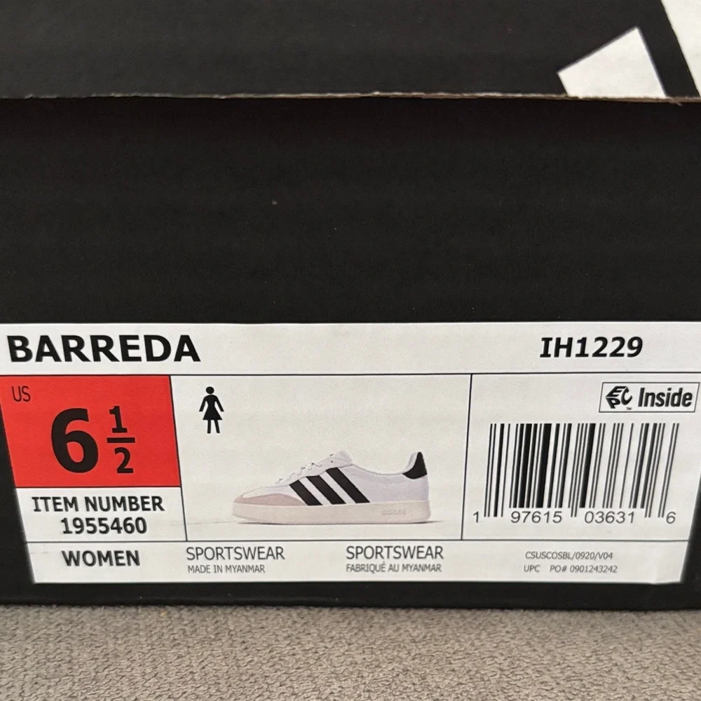 adidas Barreda White Black Low-Top Sneakers - Picture 2 of 6